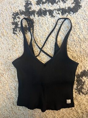 Vuori Rib Crop Tank Black Medium
